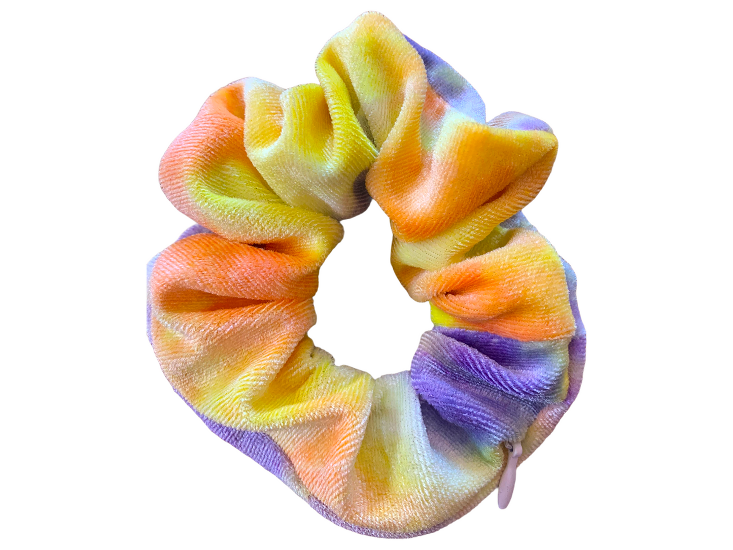 SecretZip Spring Yellow Tie Dye Velvet Scrunchie