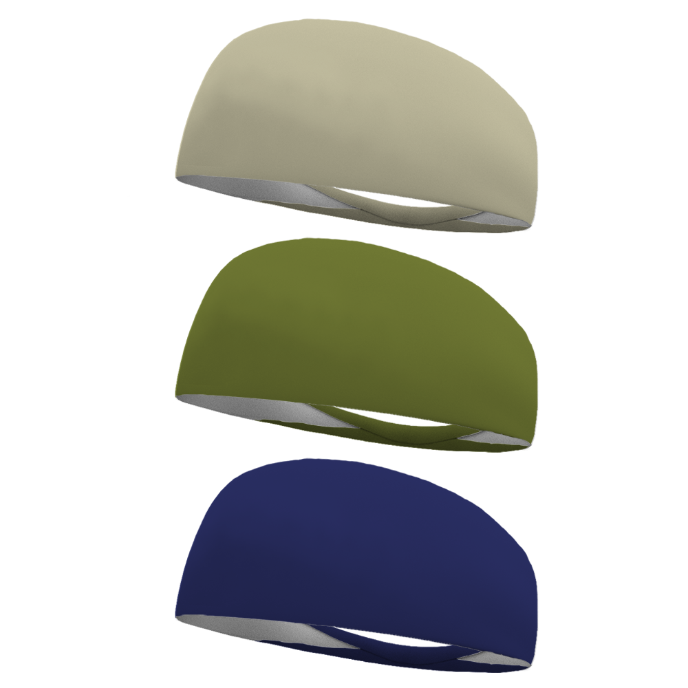 Autumn Solid Combo Pack (1 Sand Beige, 1 Army Green, 1 Navy) Performance Headbands