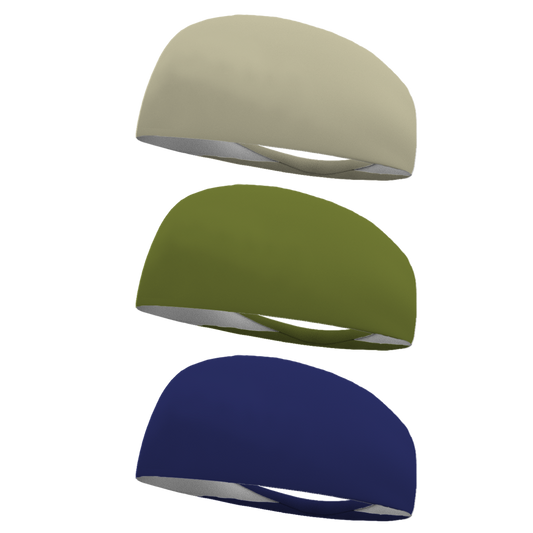 Autumn Solid Combo Pack (1 Sand Beige, 1 Army Green, 1 Navy) Performance Headbands