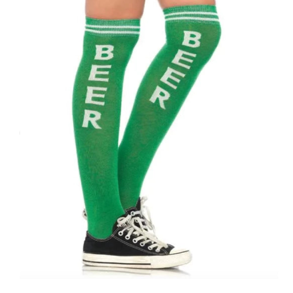 BEER - Green Varsity Socks (Adult - One Size)