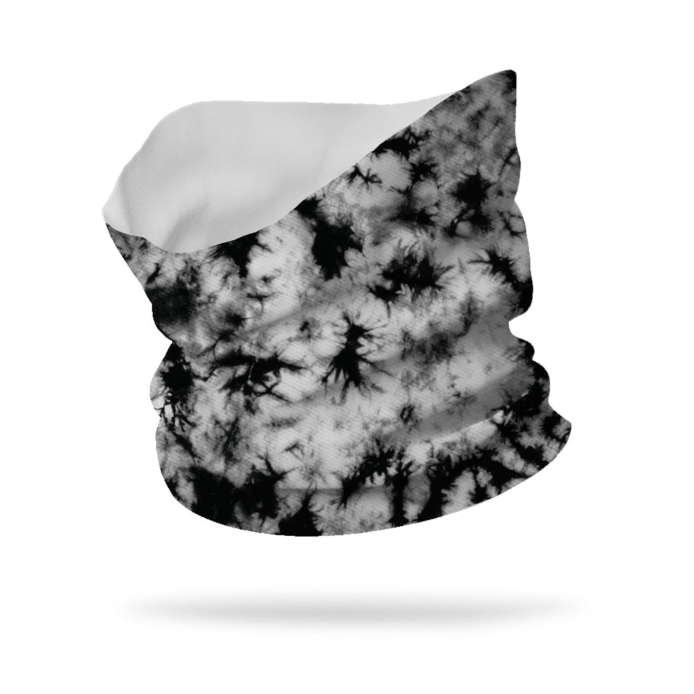 Black and White Tie Dye Wicking Neck Gaiter (12" length)
