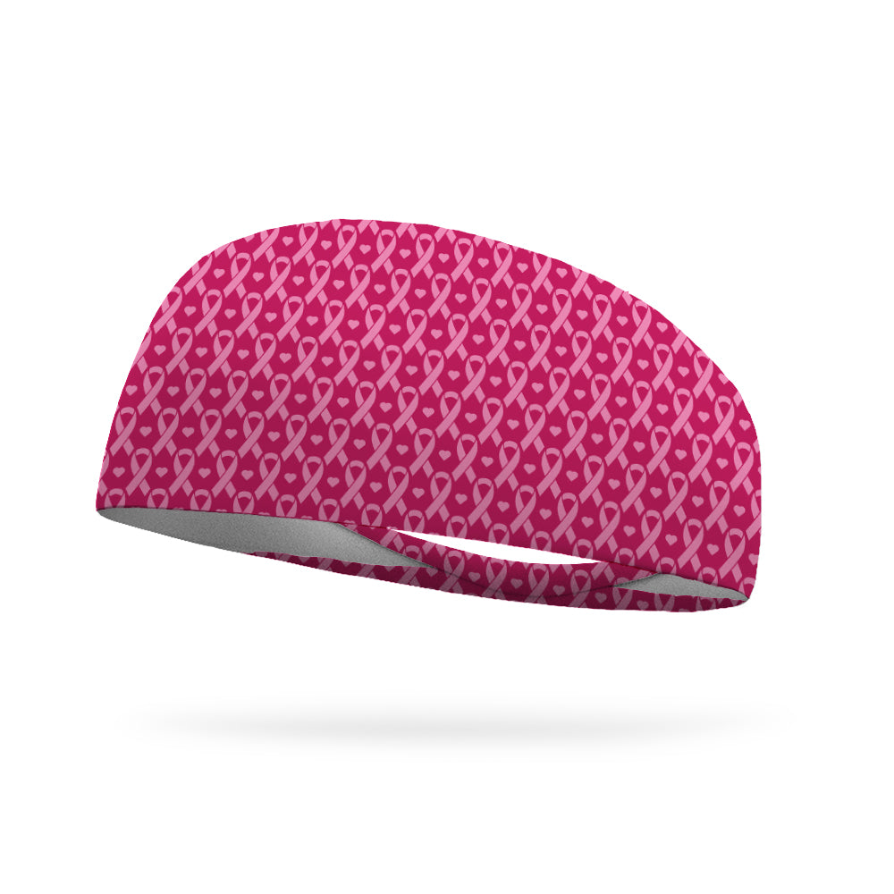 Breast Cancer Awareness Ribbons & Hearts Performance Wicking Headband