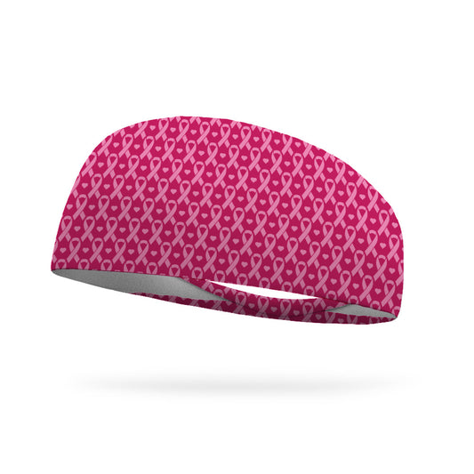 Breast Cancer Awareness Ribbons & Hearts Performance Wicking Headband