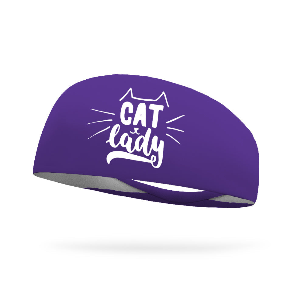 Cat Lady Wicking Performance Headband -White Logo
