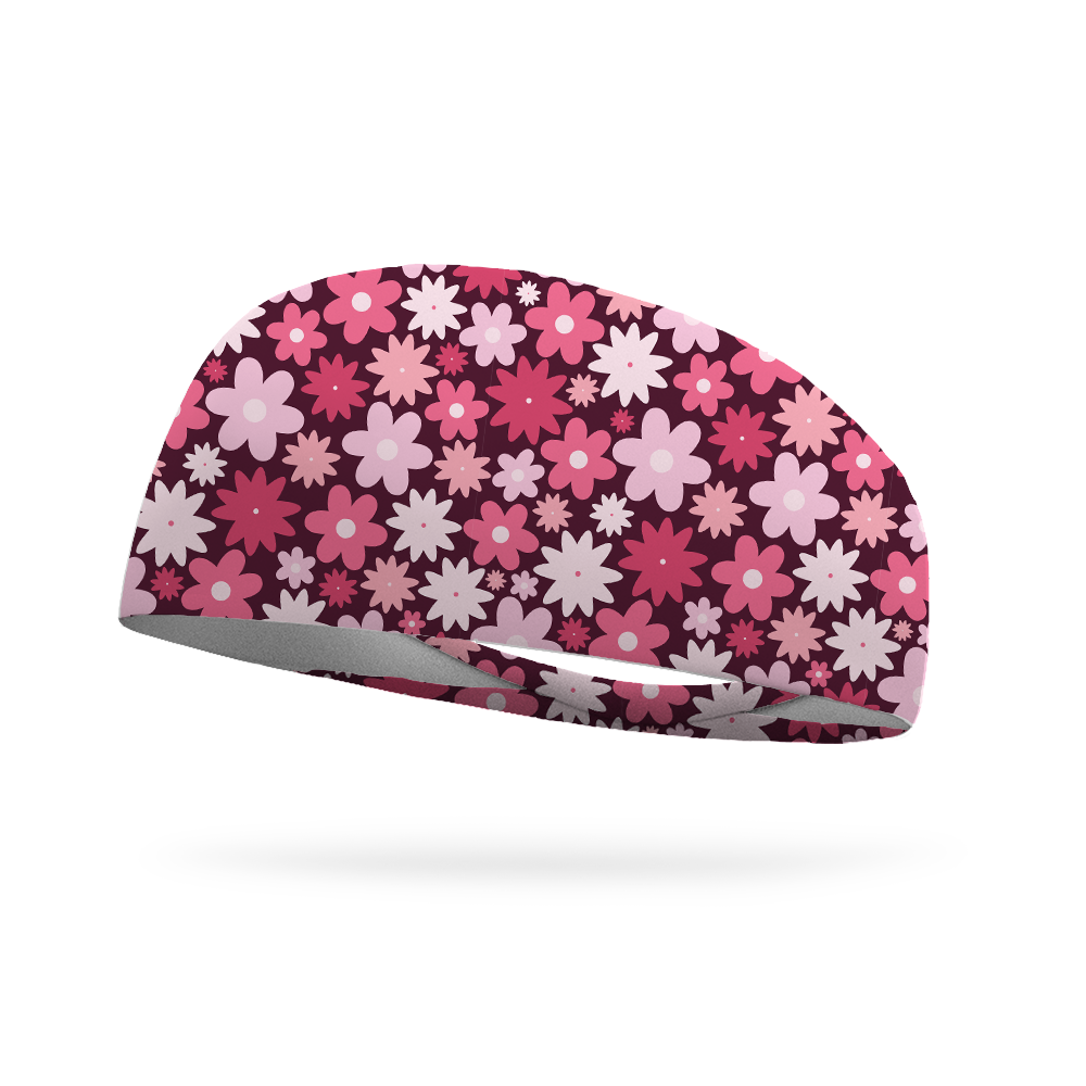 Pink Flower Power Wicking Performance Headband