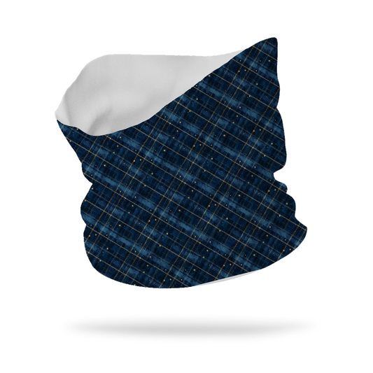 RL Blue Gold Tartan Neck Gaiter 12" Length