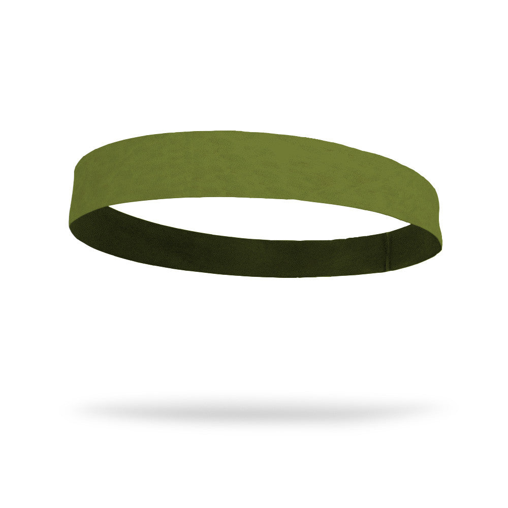 Solid color Army Green 2 Inch Flat Back Sweat Wicking Headband