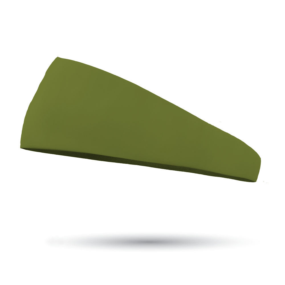 Solid color Army Green 4 inch tapered sweat wicking headband
