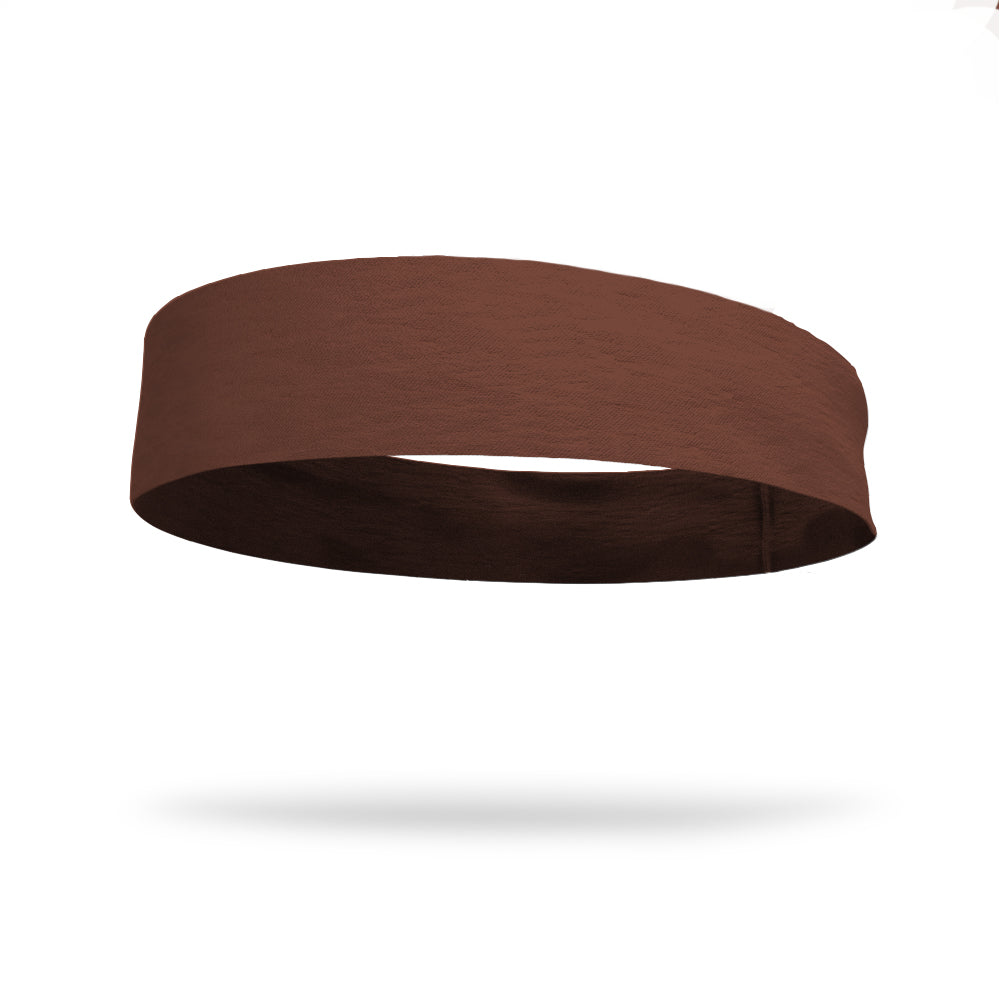 Solid color Brown 3 inch Flat Back Sweat Wicking Headband