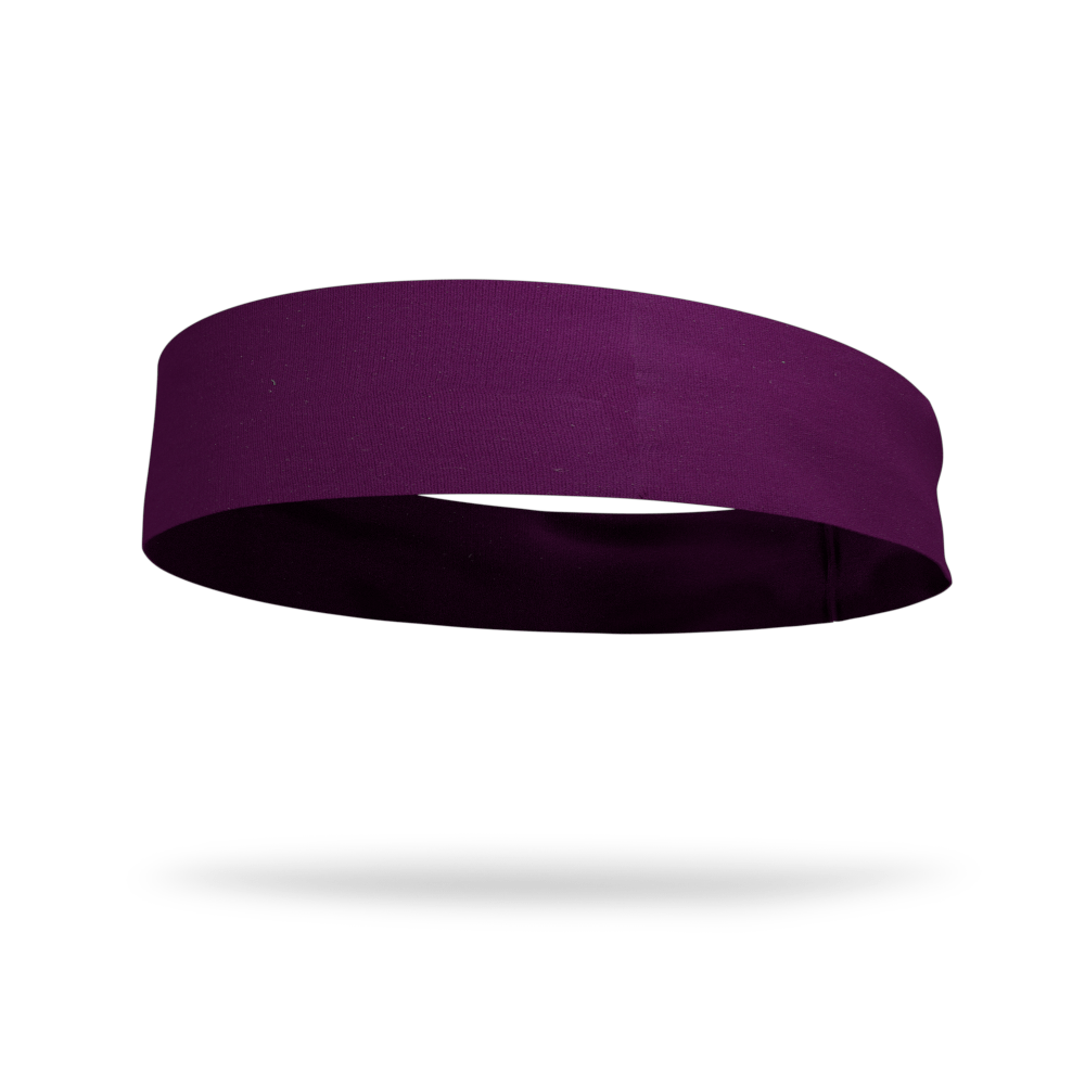 Solid color Eggplant  3 inch Flat Back Sweat Wicking Headband