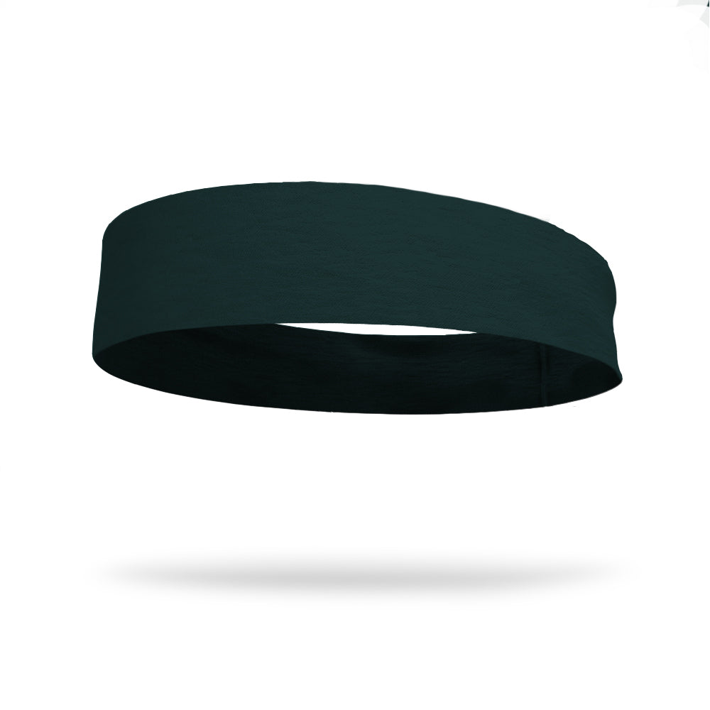 Solid color Hunter Green 3 inch Flat Back Sweat Wicking Headband