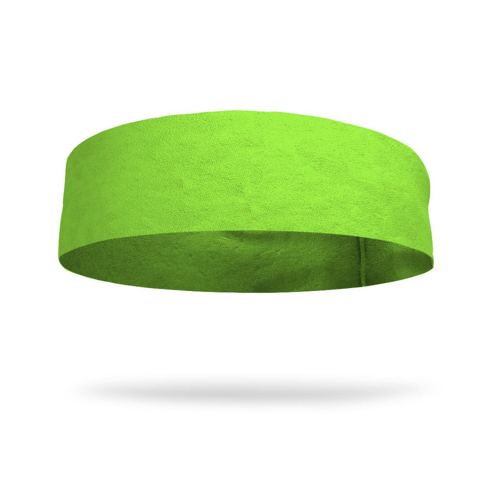 Solid color Neon Green 4 Inch Flat Back Sweat Wicking Headband