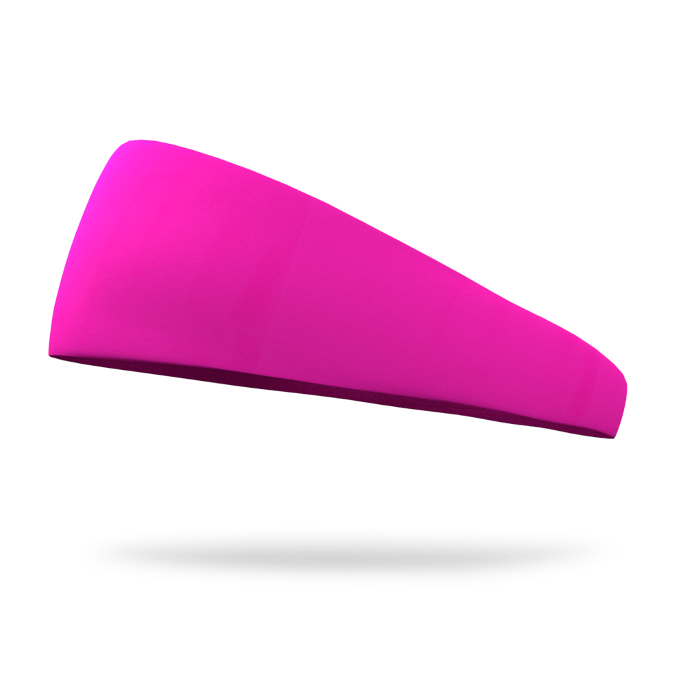 Solid color Neon Pink 4 inch tapered sweat wicking headband