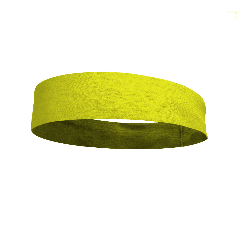 Solid color Neon Yellow 3 Inch Flat Back Sweat Wicking Headband