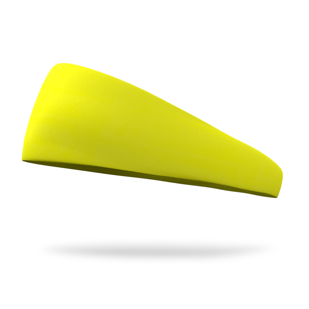 Solid color Neon Yellow 4 inch tapered sweat wicking headband
