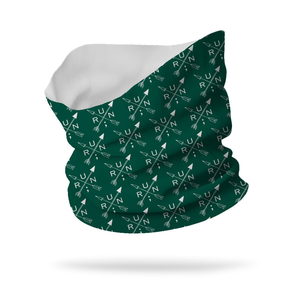 Still I Run Foundation Cross Arrows Wicking Neck Gaiter 12" Length (white logo)