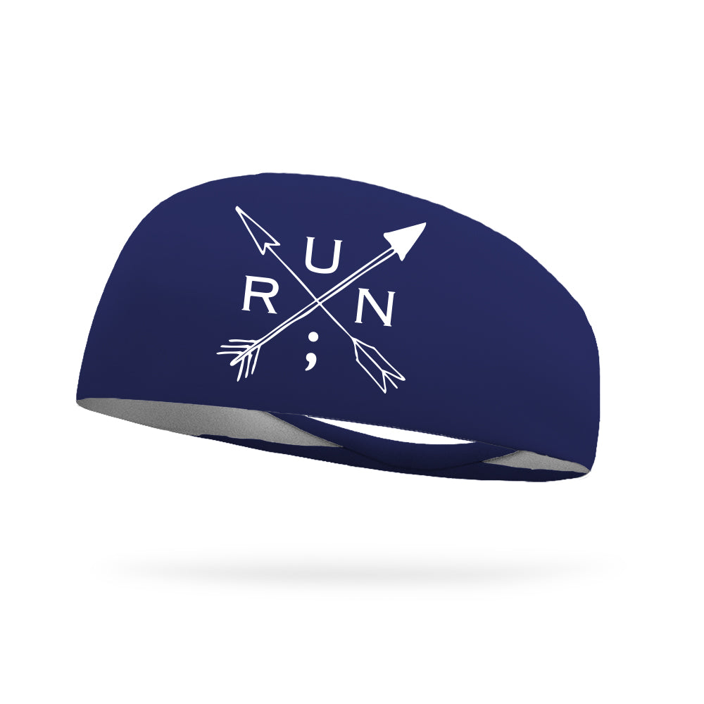 Still I Run Foundation Cross Arrows Collection Wicking Headband (white logo)