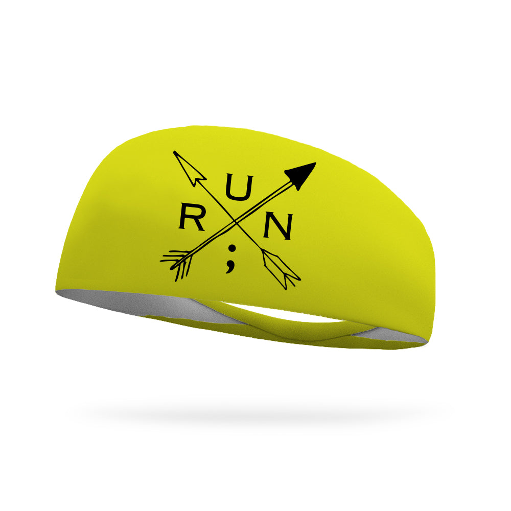 Still I Run Foundation Cross Arrows Collection Wicking Headband (black logo)