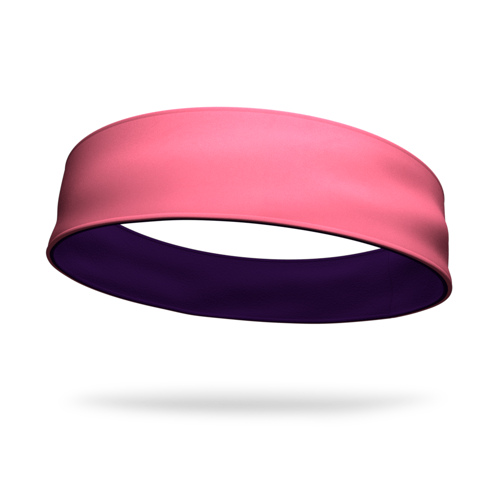 Neon Coral and Purple Wicking Reversible Headband