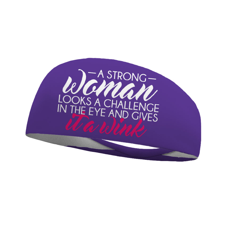 A Strong Woman Looks A Challenge Performance Wicking Headband