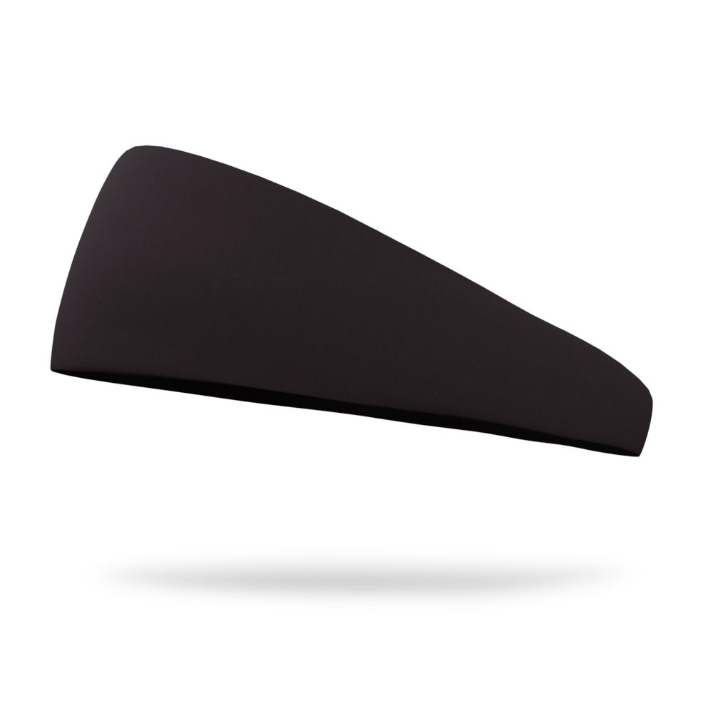 Solid color Black 4 inch tapered sweat wicking headband